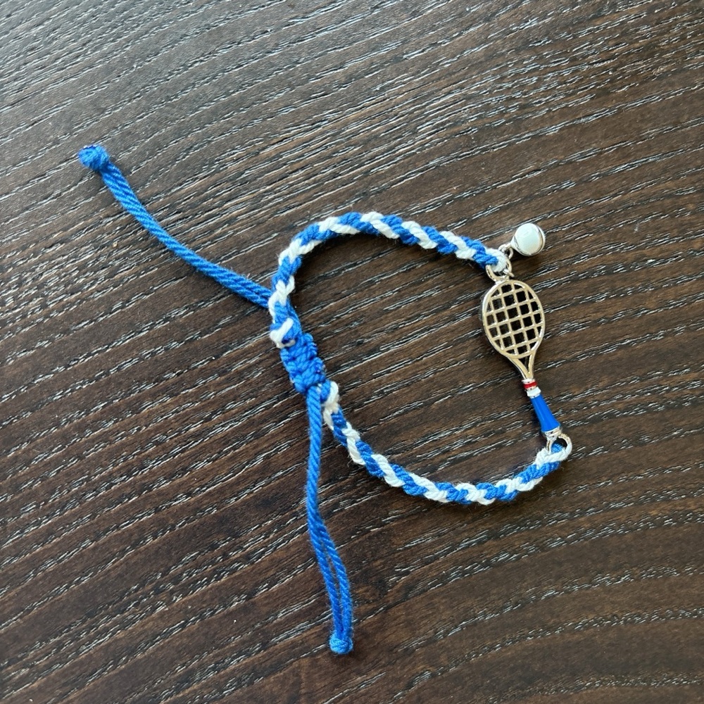 Blue and White Tennis Racket Bracelet